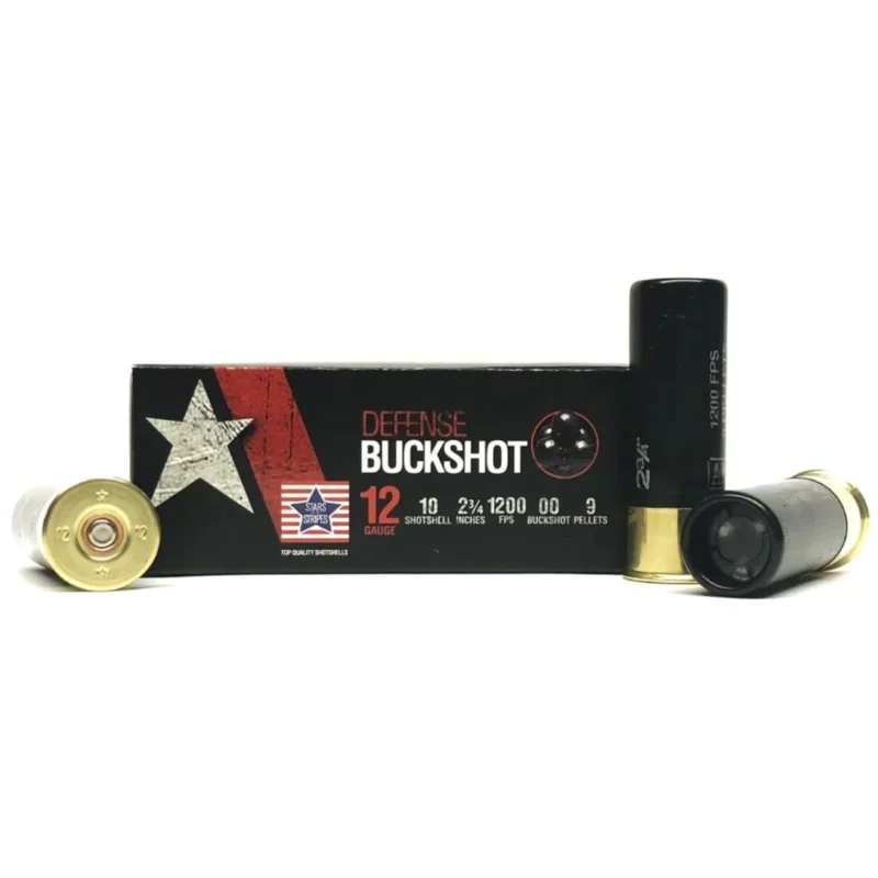 PPU Stars Stripes Defense Buckshot Shotshells 12ga 2-3/4" 9-pellet 1200 fps 00 250/ct Case (25 Boxes)