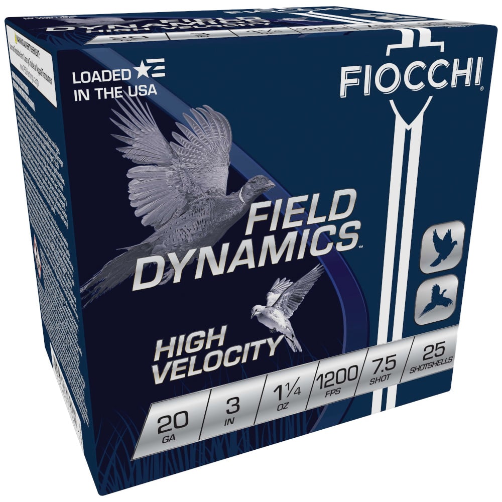 FIOCCHI 20GA 3″ 1-1/4OZ #7.5 – 1200FPS 25RD 10BX/CS - Flat Rate Shipping Under 30lbs! - No Credit Card Fees