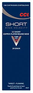 CCI 22 SHORT 29GR CPRN * 100 RD/BX 50 BX/CS - No Credit Card Fees - Low, flat rate shipping