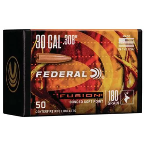 Federal FB308F4 Fusion Component  30 Caliber .308 180 GR Fusion Soft Point 50 Per Box
