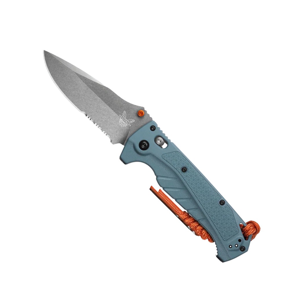Benchmade Adira Folding Drop Point Knife Serrated, Depth Blue - 18060S