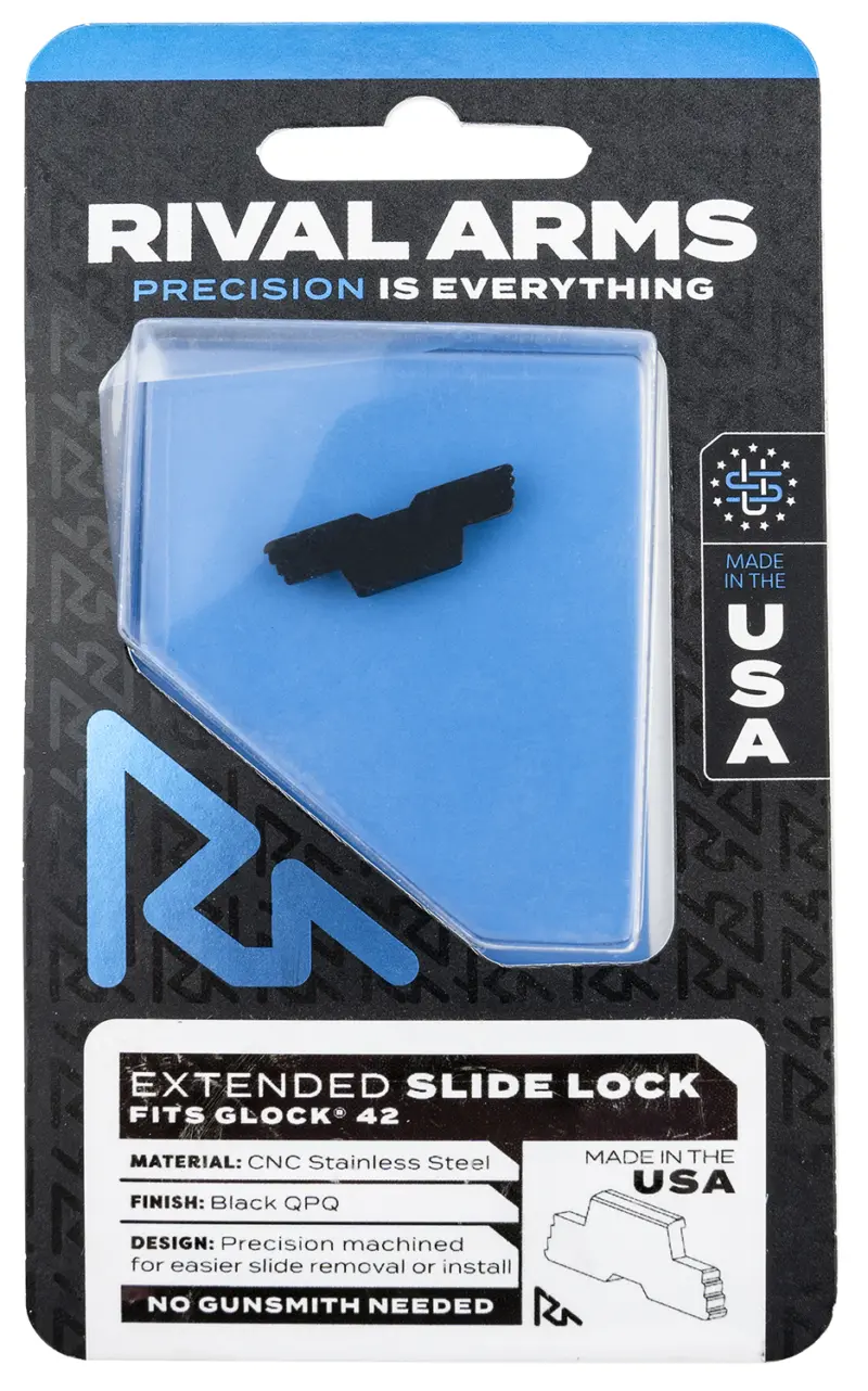 Rival Arms RARA80G004A Slide Lock Extended Glock 42 Black QPQ Stainless Steel