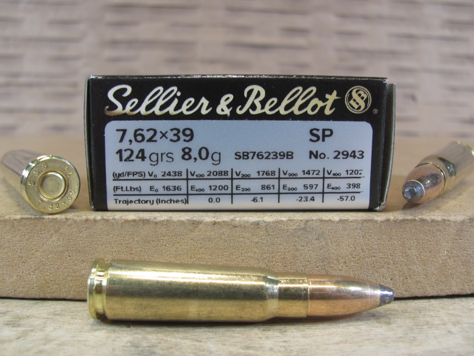 20 Round Box – 7.62×39 Soft Point 124 Grain Hunting Ammo by Sellier Bellot – SB76239B