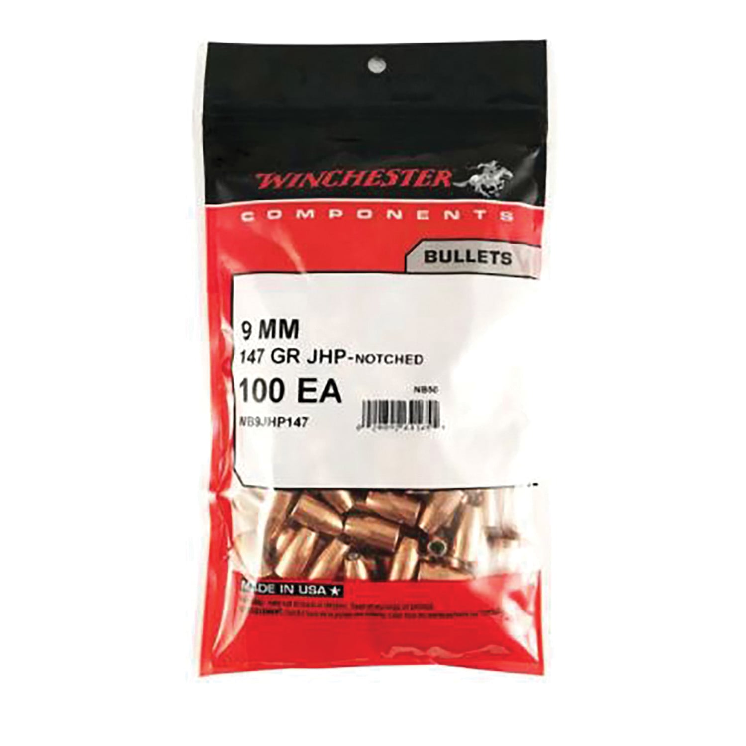 Winchester Ammunition 9mm 147 gr Reloading Bullets  HP 500rds - WB9JHP147D