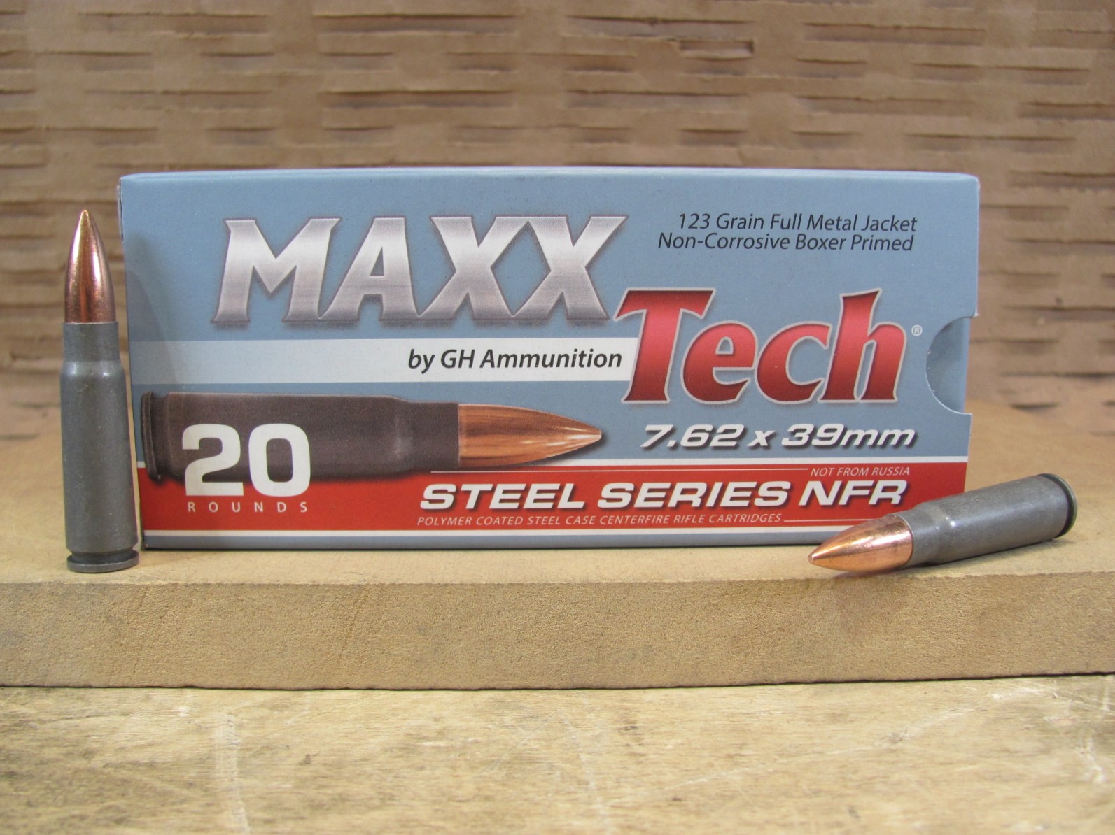 20 Round Box – 7.62x39mm 123 Grain FMJ MaxxTech NFR Steel Case Ammo – PTGS762