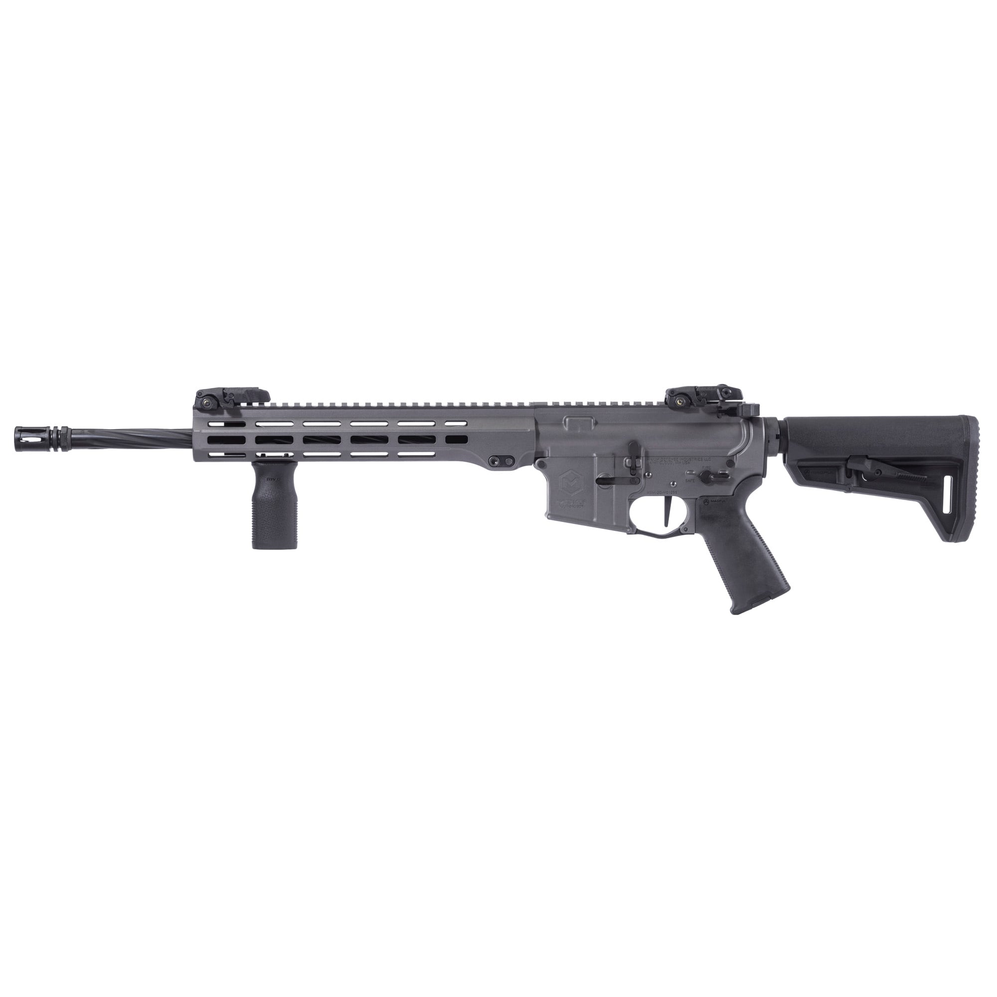 Maxim Defense MXM49734 MD15 L 5.56x45mm NATO 30+1 16″ Fluted Barrel, Sniper Gray Rec/M-LOK Handguard, Black Magpul Furniture, SL-K Stock, MBUS Sights, Blackout Defense Flat Trigger - No Credit Card Fees - Low, flat rate shipping