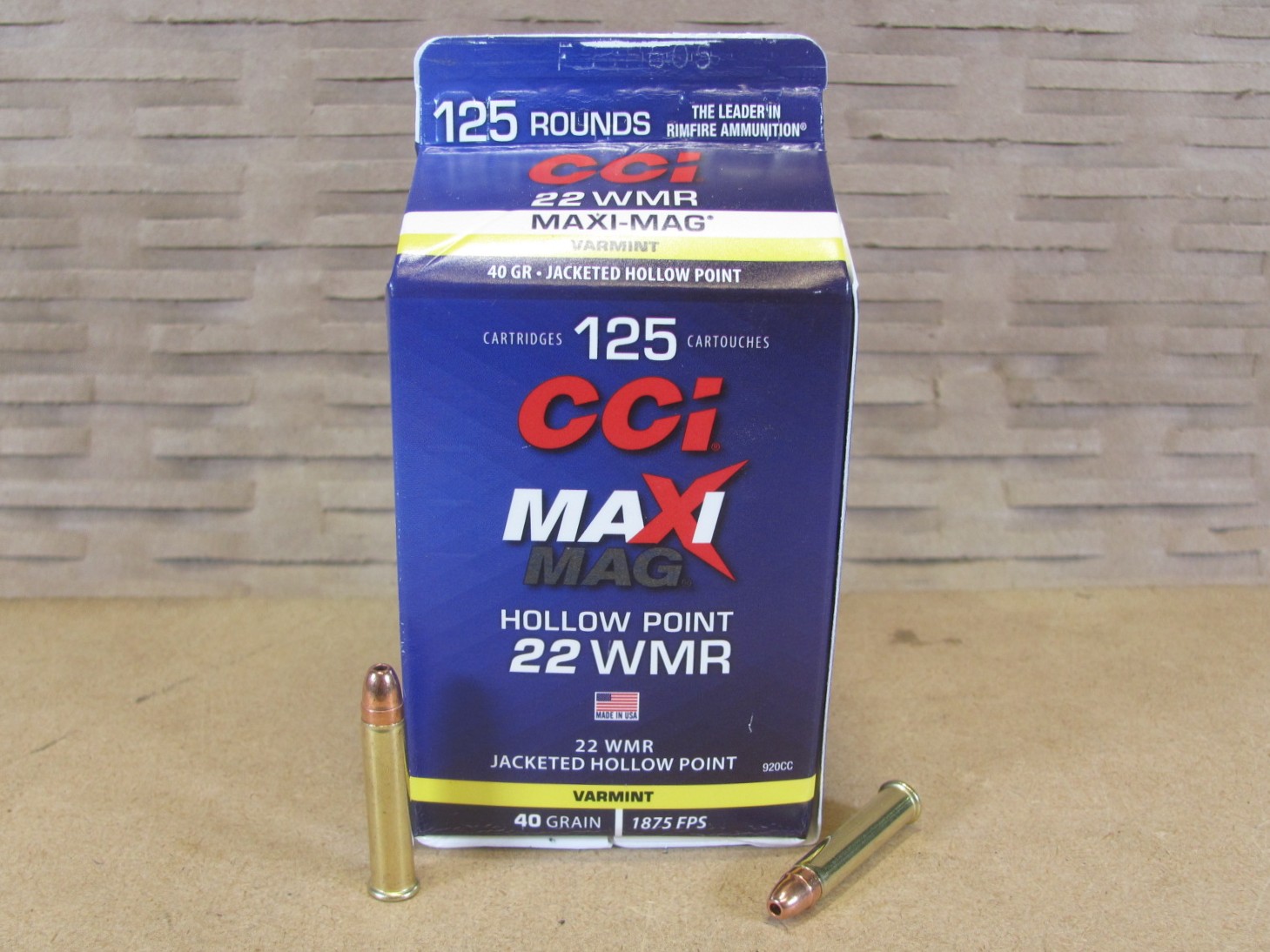 1250 Round Case – 22 WMR 40 Grain Jacketed Hollow Point CCI Maxi-Mag Varmint Ammo – 920CC