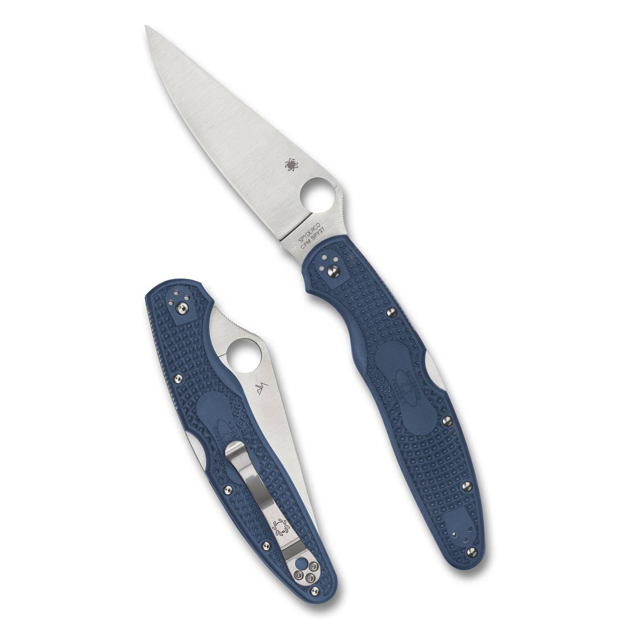 Spyderco Police 4 Lightweight 4.38" Folding Knife - CPM SPY27 Steel  Blue FRN Handle