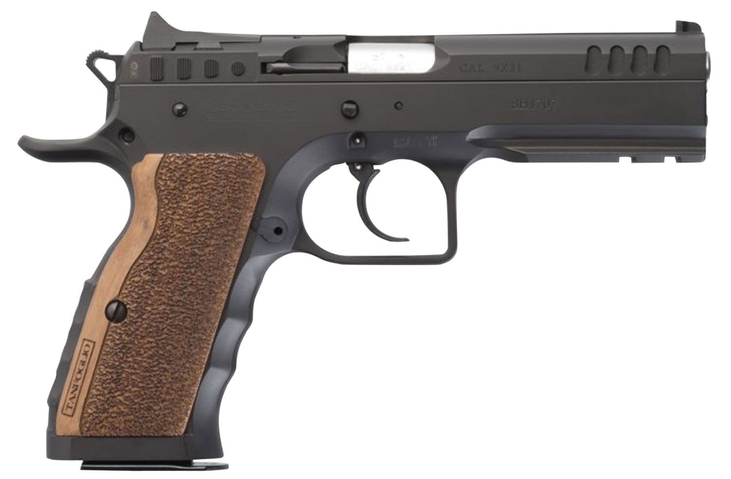 TANFOGLIO STOCK I 9MM 4.5″ – 17RD BLACK WOOD GRIPS - No Credit Card Fees - Free Shipping