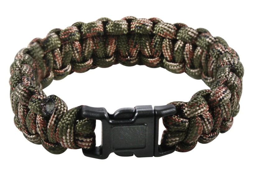 Rothco Multi-Colored Paracord Bracelet - Woodland Camo, 8 In