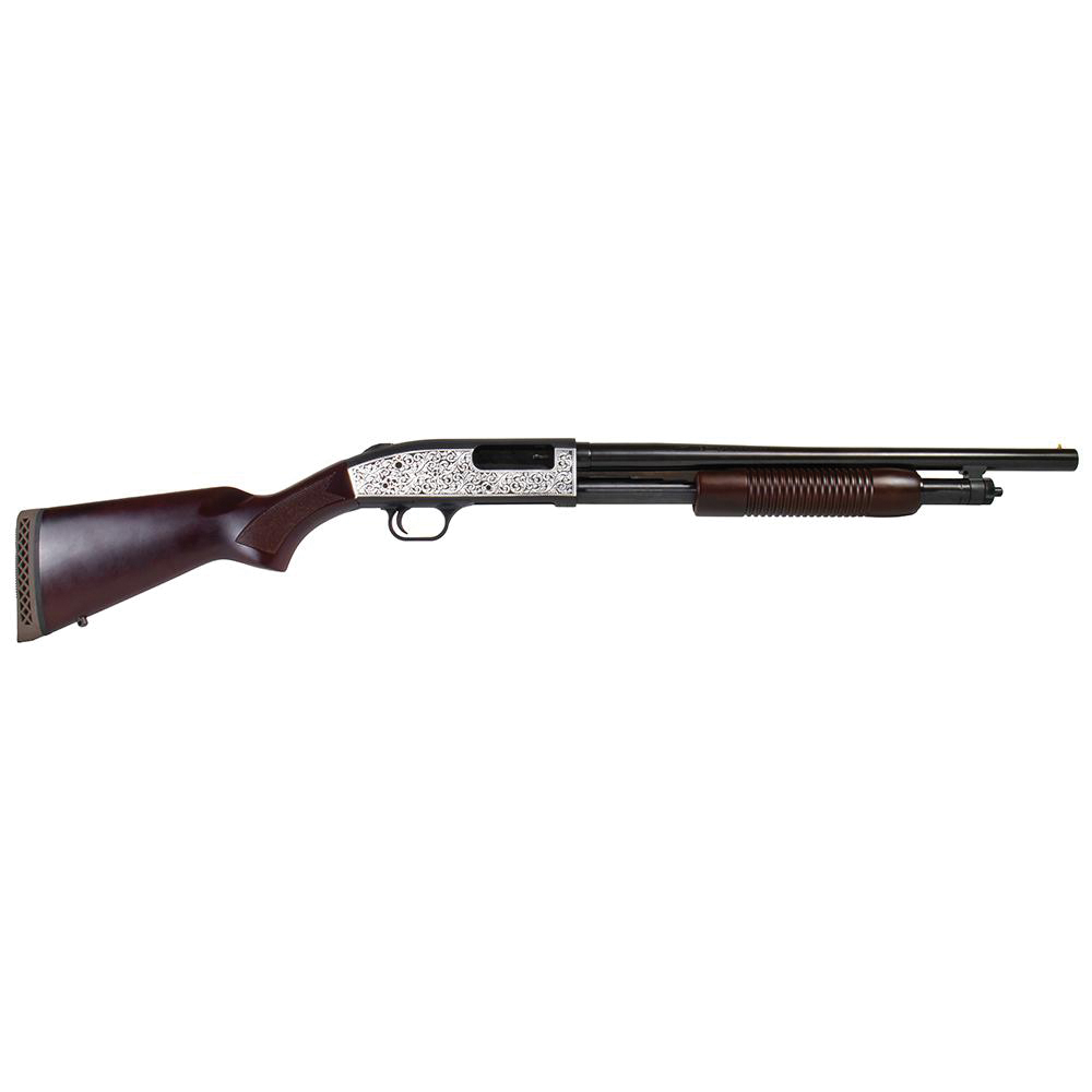 Mossberg 500 Retrograde Filigree 12 Gauge 18.50" Pump, Walnut