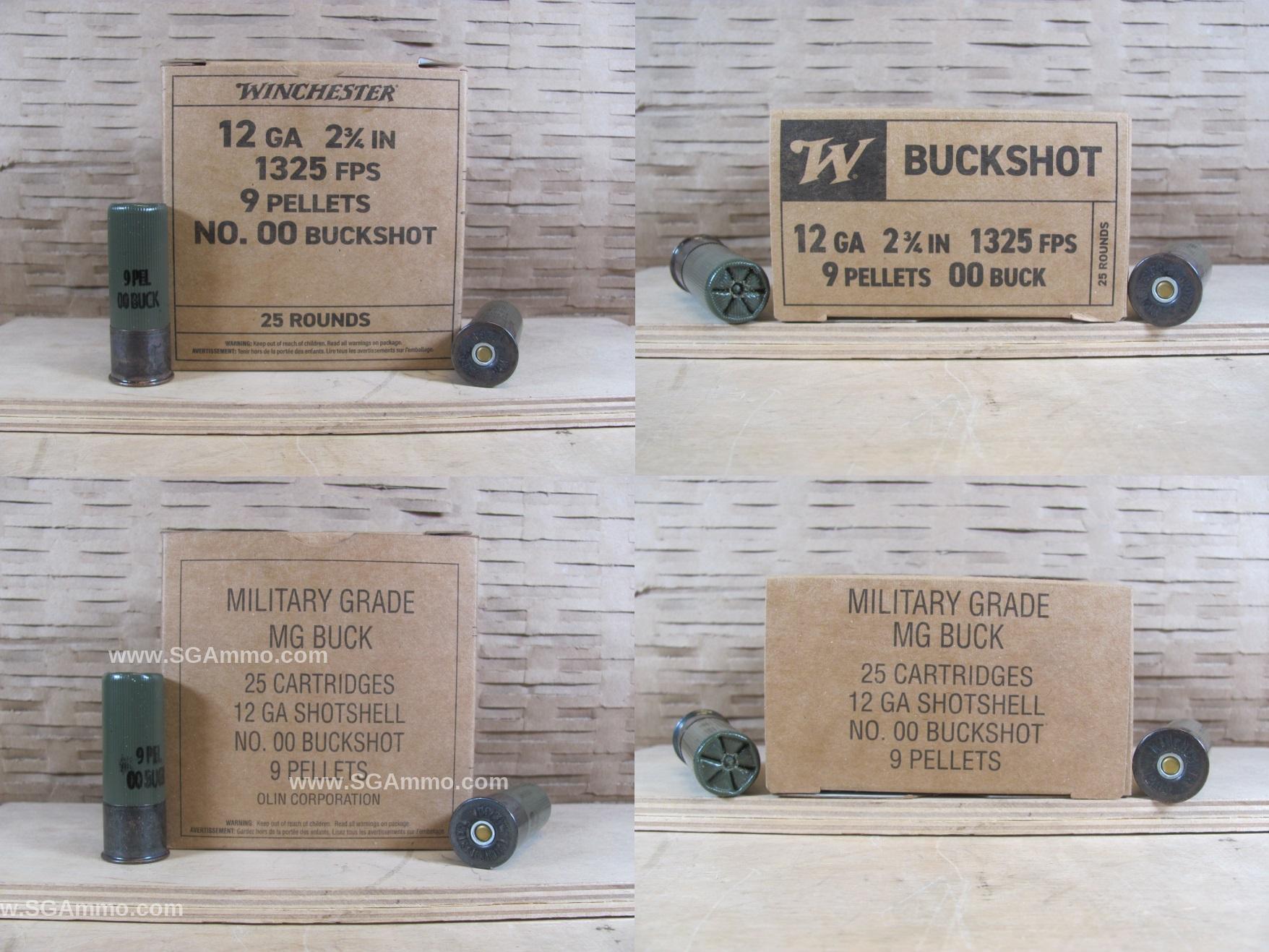 250 Round Case – 12 Gauge 2.75 inch Winchester Military 9 Pellet 00 BuckShot – Q1544VP
