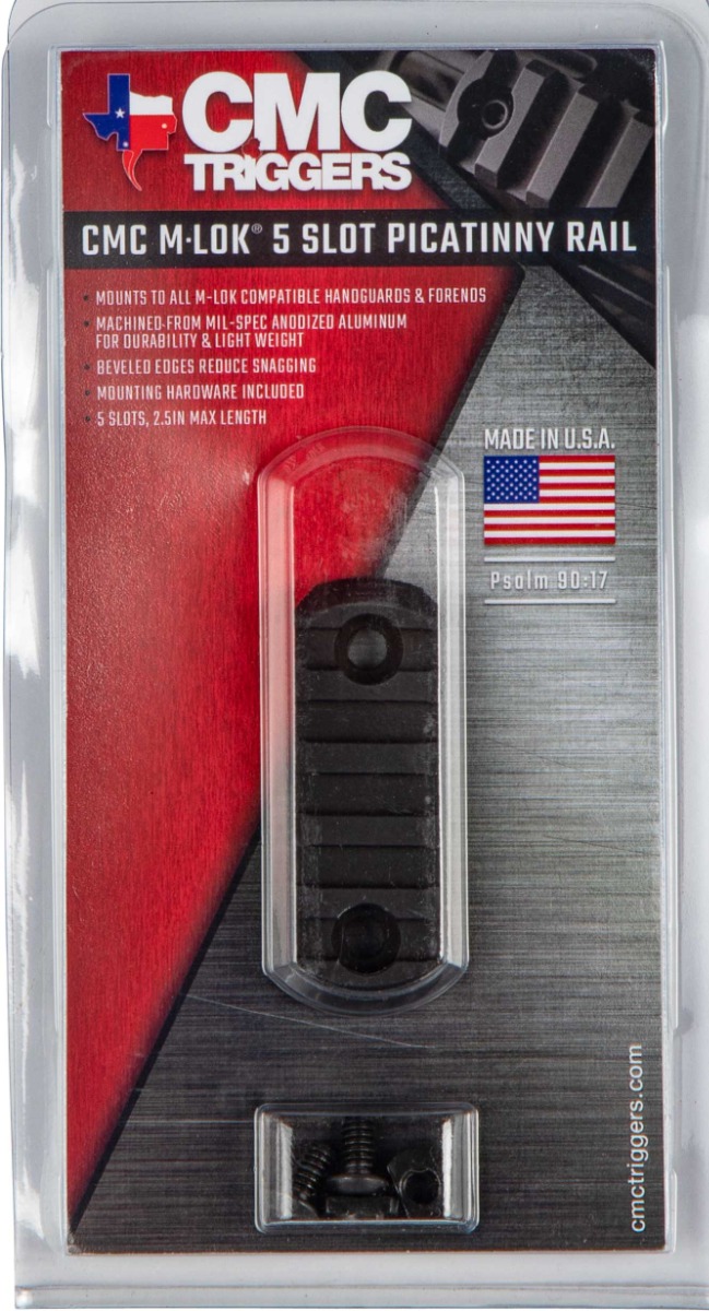 CMC M-LOK Picatinny Rail Section 5 Slot, Black - 81722