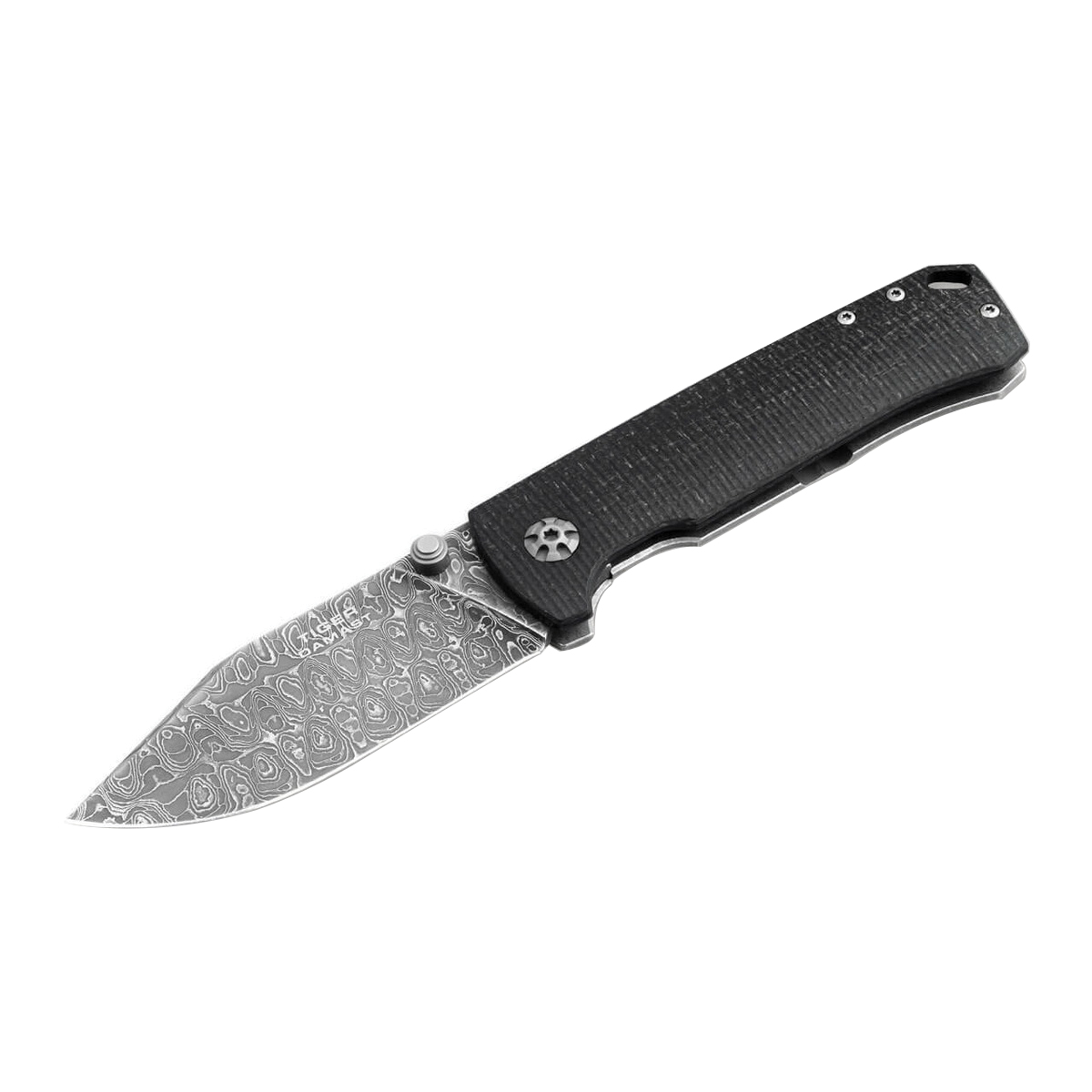 Boker Manufaktur Solingen Tiger-Damast Folding Knife Clip Point, Silver/Black