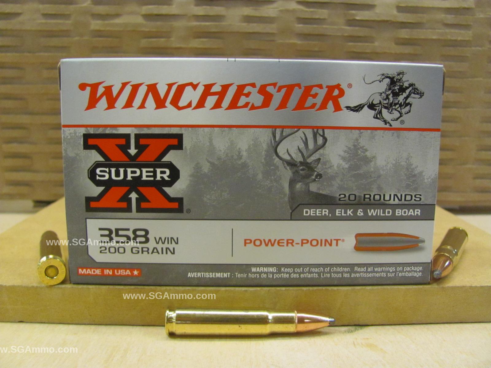 20 Round Box – 358 Win 200 Grain Power-Point Winchester Super X Ammo – X3582