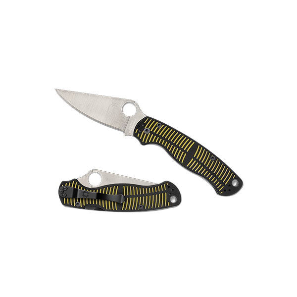 Spyderco Para Military 2 Salt Folding Knife Clip Point Yellow/Black - Tactical, Durable, Lightweight and Reliable Handle - C81GBKYLMCP2