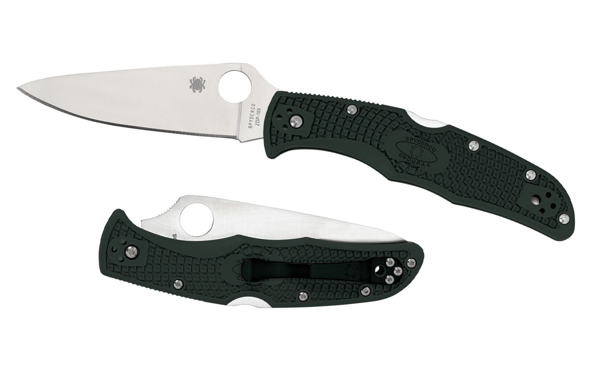 Spyderco Endura 4 Drop Point Lightweight Folding Knife, 3.75", Green - C10FPGR