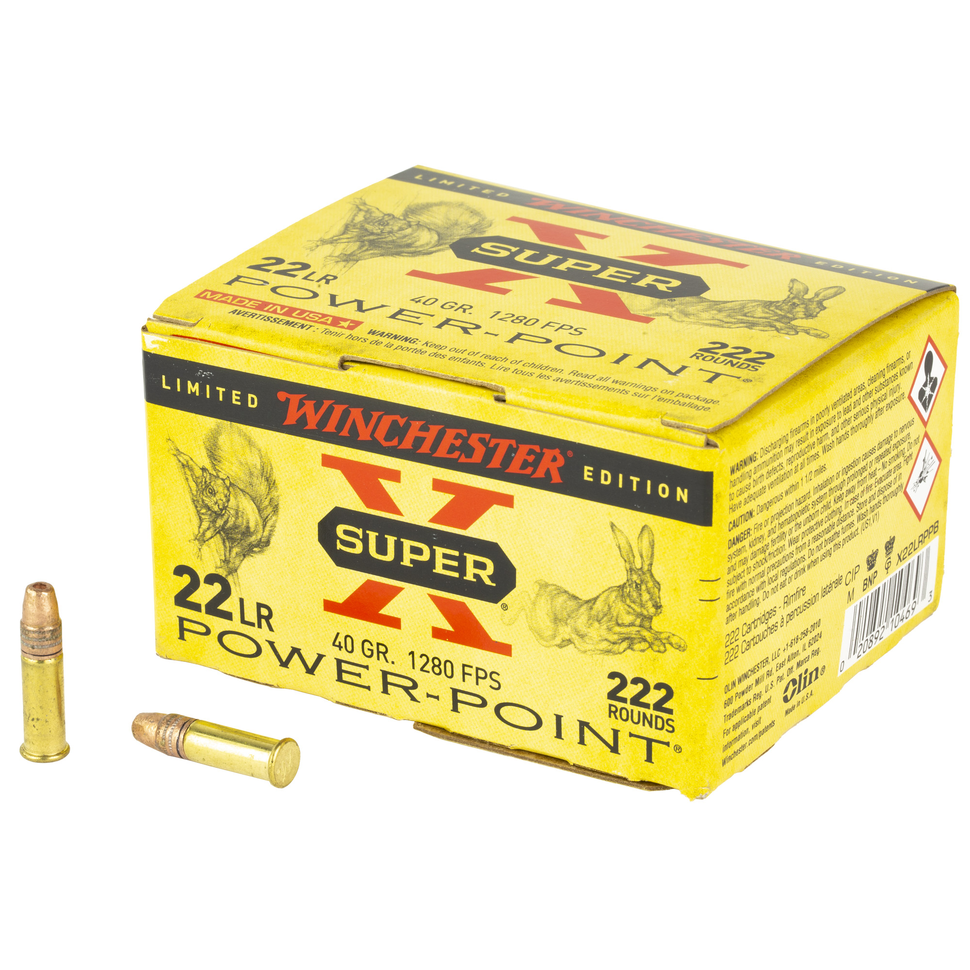 Winchester Super-X .22LR Ammunition, 222 Rounds Power Point 40Gr - X22LRPPB