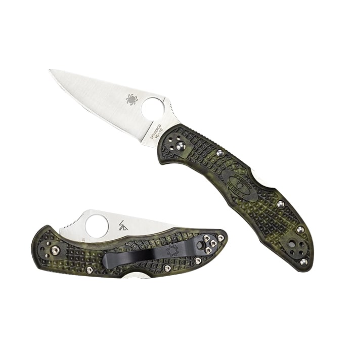 Spyderco Zome Delica 4 Lightweight Folding Knife Drop Point Green - Durable, Lightweight and Reliable Handle - C11ZFPGR