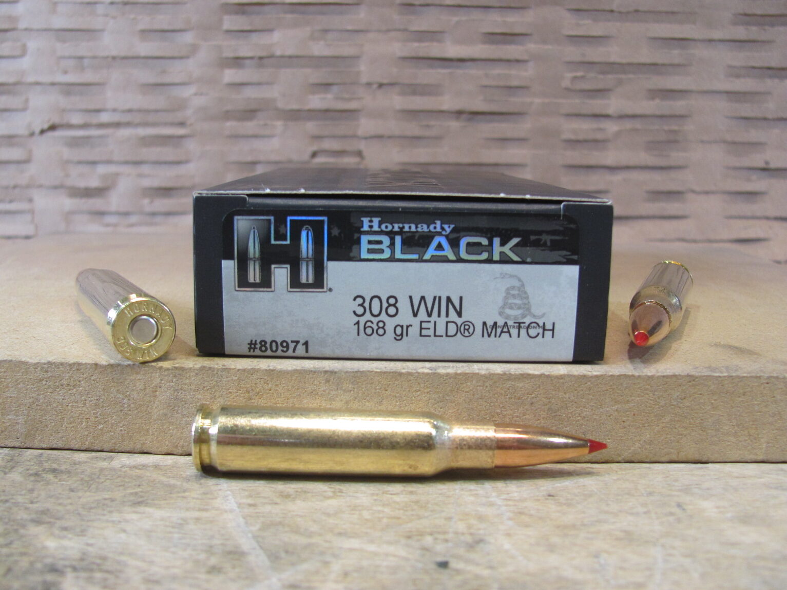 20 Round Box – 308 Win 168 Grain ELD Match Hornady Black Ammunition – 80971