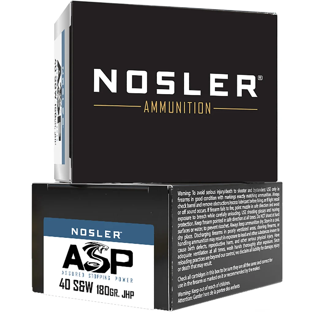 Nosler ASP Handgun Ammo 40 S 180 gr. HG JHP 20 rd.