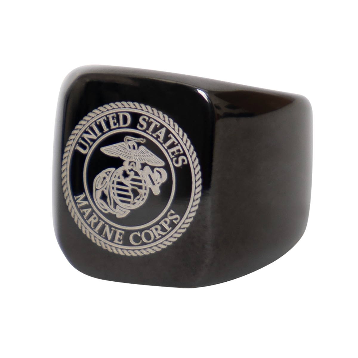 Rothco Stainless Steel Usmc Eagle, Globe And Anchor Ring - Black, Ring Size 12