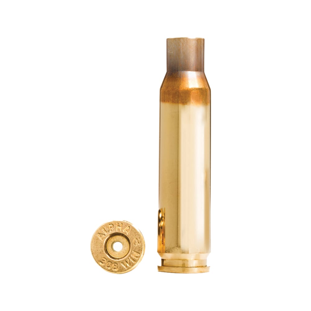 Alpha Munitions .308 Win Large Rifle Unprimed Brass Cartridge Case, 100rds