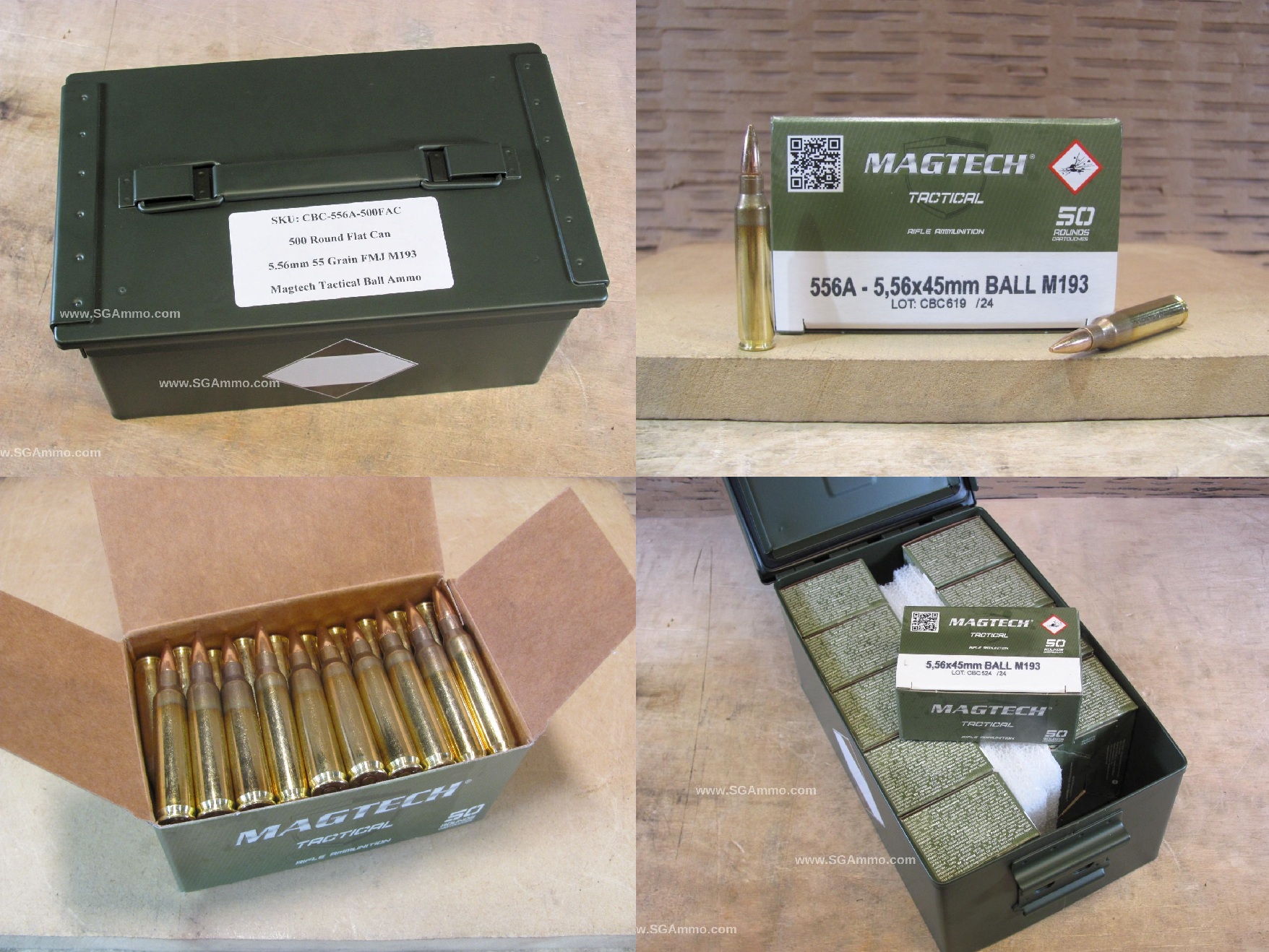 500 Round Flat Can – 5.56x45mm 55 Grain FMJ M193 Ball Magtech Tactical Ammo – CBC-556A – Packed in Metal Canister