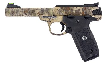 Smith  Wesson 10297 SW Victory 22 LR Stainless Steel 5.50 Barrel  Slide Kryptek Highlander Camo Finish Polymer Grip Picatinny Rail Included Manual Safety
