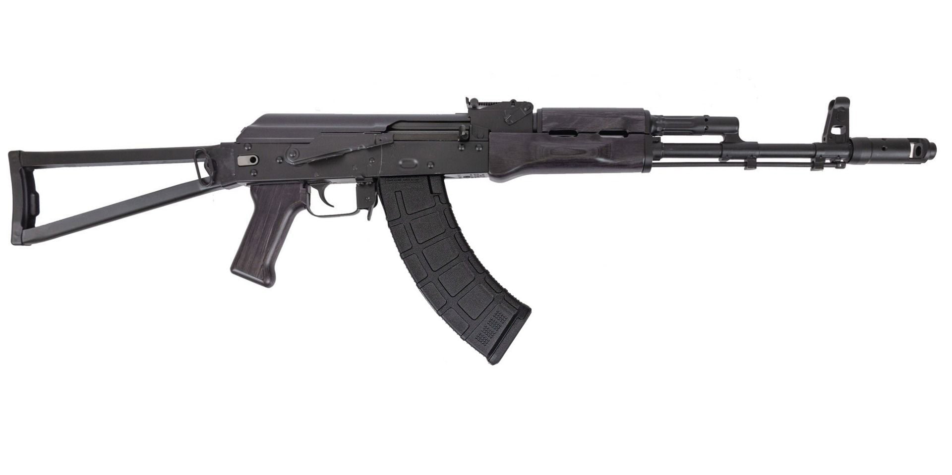 PSA AK-103 Premium Forged Classic Triangle Side Folding Rifle with Cleaning Rod, Black Satin