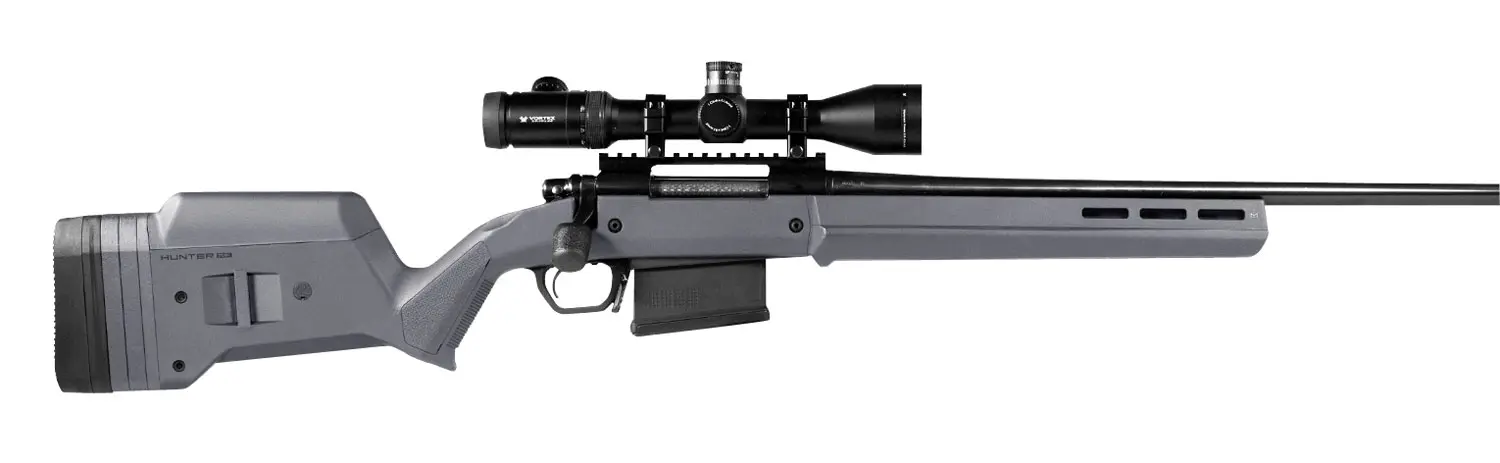 Magpul MAG931-GRY Hunter American Stock Fixed with Aluminum Bedding Adjustable Comb Stealth Gray Synthetic for Ruger American SA