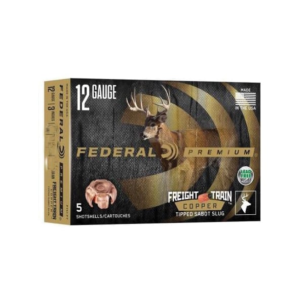 FEDERAL 12GA 3″ 300GR FREIGHT TRAIN COPPER SABOT SLUG 5 RD/BX 10 BX/CS