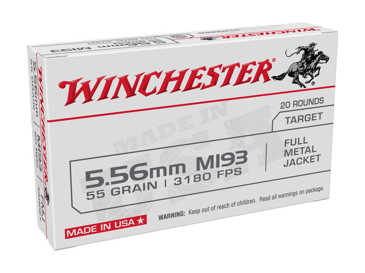 Winchester 55 gr FMJ 5.56x45 M193 Ammunition 20 Rounds - WM193K