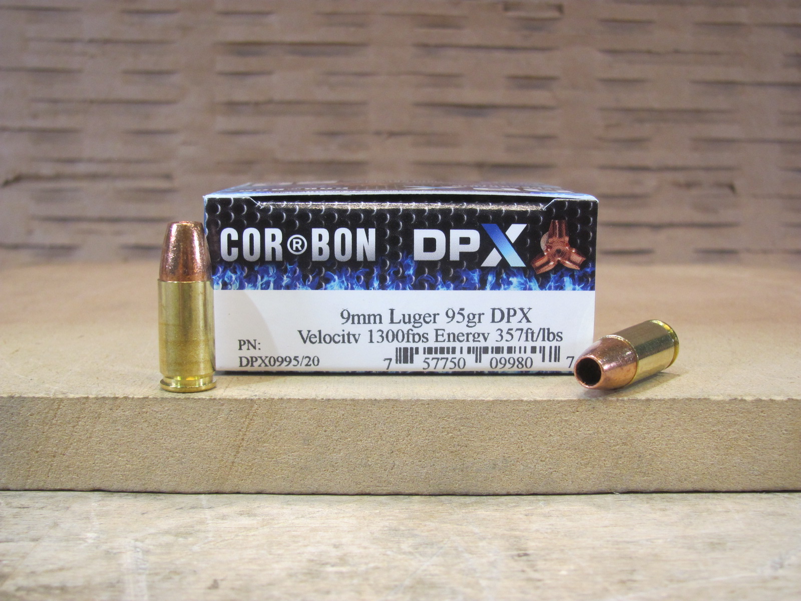 20 Round Box – 9mm Luger 95 Grain DPX Hollow Point Corbon Ammo – DPX0995/20