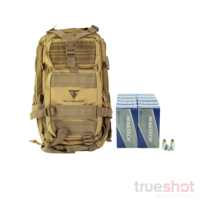 BACKPACK DEAL: Tan Full Forge Gear Backpack and 500 Rounds of Ammo - Magtech 9mm 115 Grain Steel