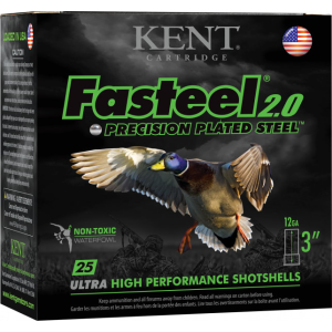 Kent Cartridge K123FS322 Fasteel 2.0 12GA 3\" 1-1/8oz #2 Shot - 25sh Box