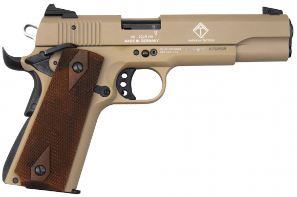 ATI GSG 1911 22LR Pistol - 5" Barrel, Tan Wood Grip