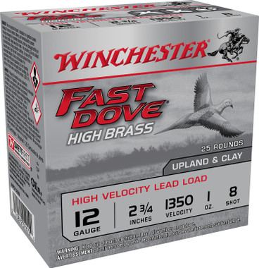 Winchester Ammo WFD128B Fast Dove & Clay High Brass 12 Gauge 2.75" 1 oz 1350 fps 8 Shot