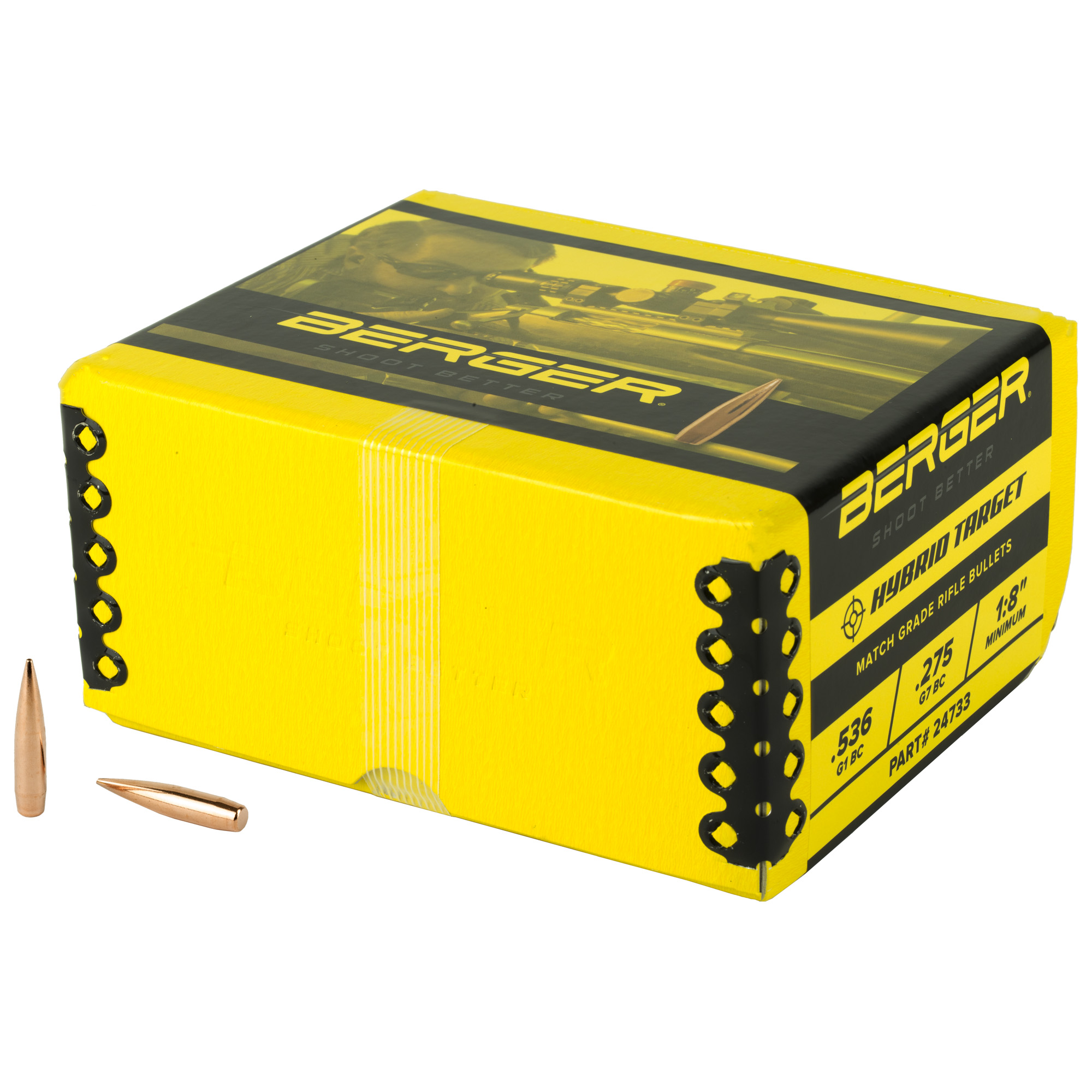 Berger Hybrid Target 243 Winchester 105gr Boat Tail HP Reloading Bullets, 500 Count - 24733