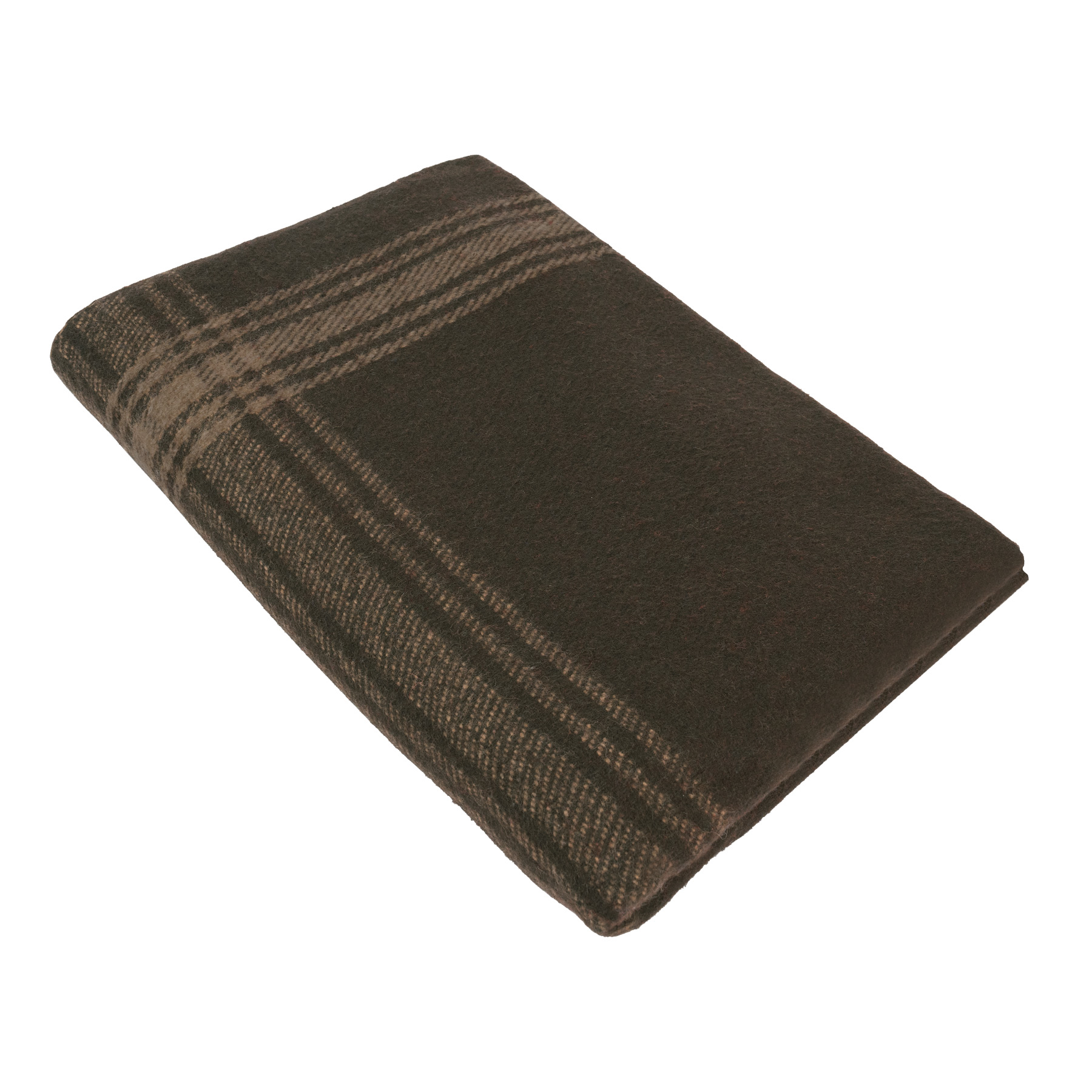 Rothco Striped Outdoor Wool Blanket - Brown - Tan