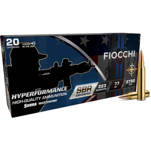 Fiocchi 223SBRD Hyperformance 223Rem 77 GR Hollow Point Boat Tail 20 Per Box