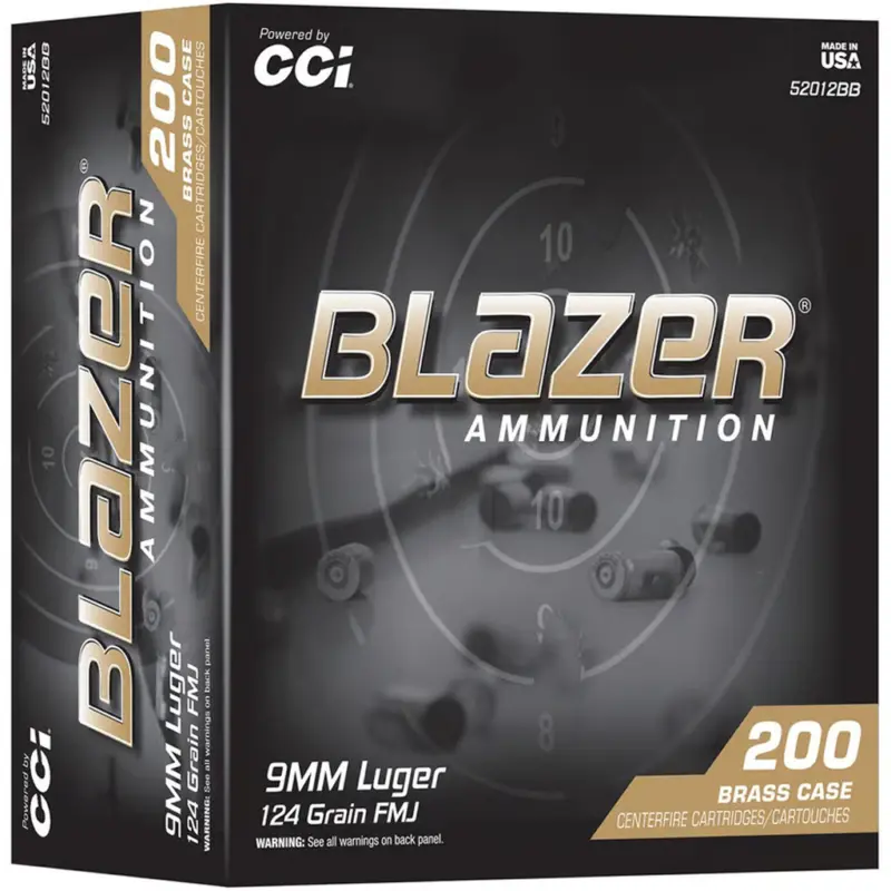 CCI Blazer Brass Pistol Ammo 9mm Luger 124gr. FMJ 200 rd.