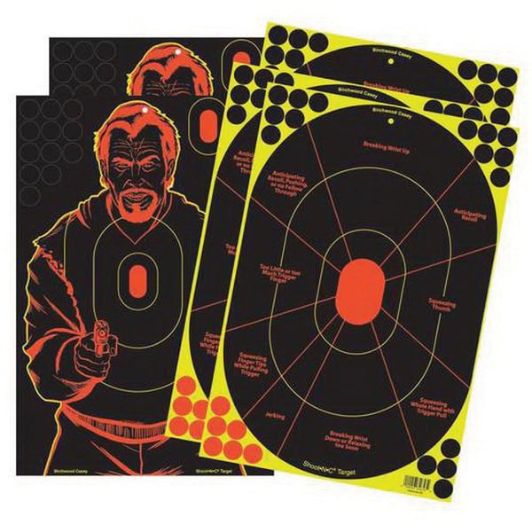 Birchwood Casey Shoot-N-C 12" x 18" Self-Adhesive Combo Pack, Black/Red, 5/pack - 34630