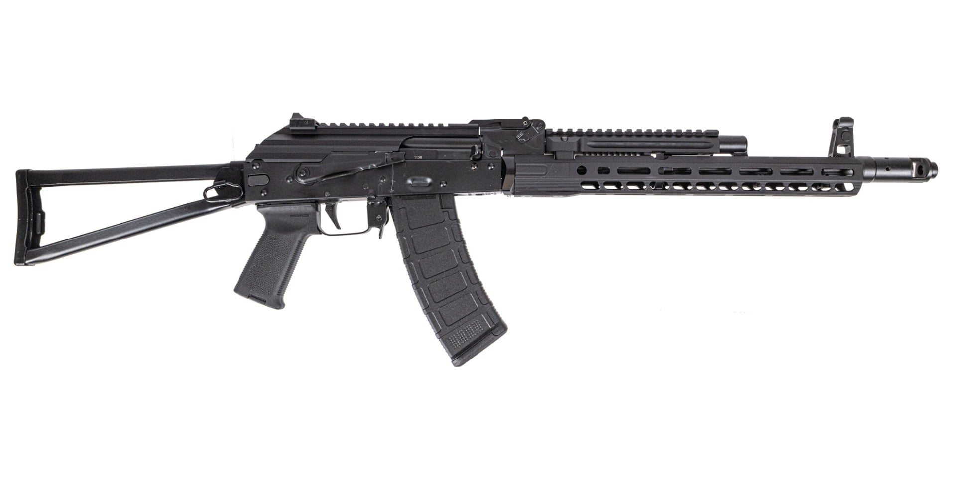 PSAK-74 Triangle Side folding rifle with Hinged Dust cover, PSA-SLR 13.5" SOLO Rail, Toolcraft Trunnion, Bolt, and Carrier