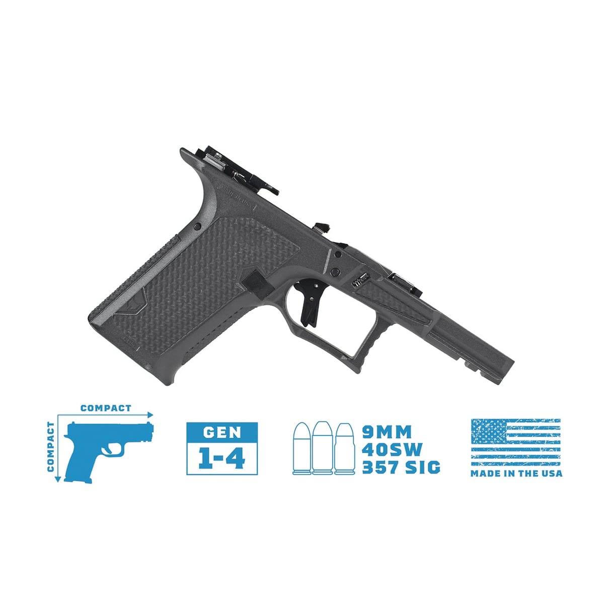 Lone Wolf Dusk 19 CCS Compact/Compact Textured Frame Built Fits Glock Gen 3-4 G19, Gray