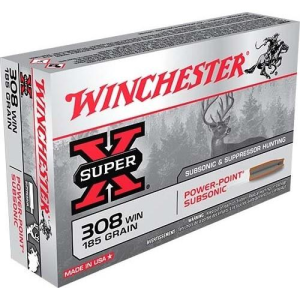 Winchester Super-X Subsonic Rifle Ammunition .308 WIN 185 gr. HP 1060 fps 20/ct