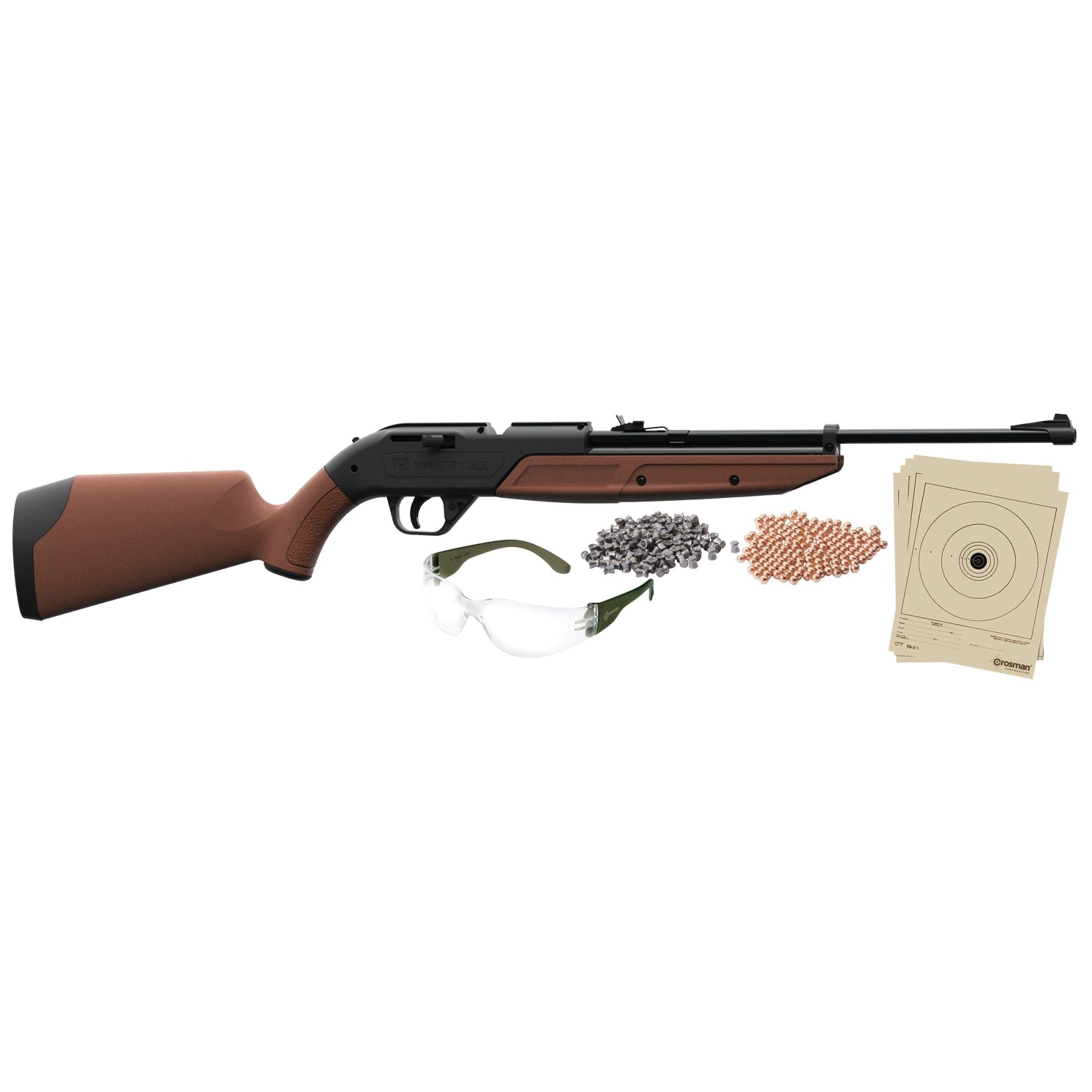 Crosman Pumpmaster .177 Bolt-Action Air Rifle Kit, Brown - 760BKT
