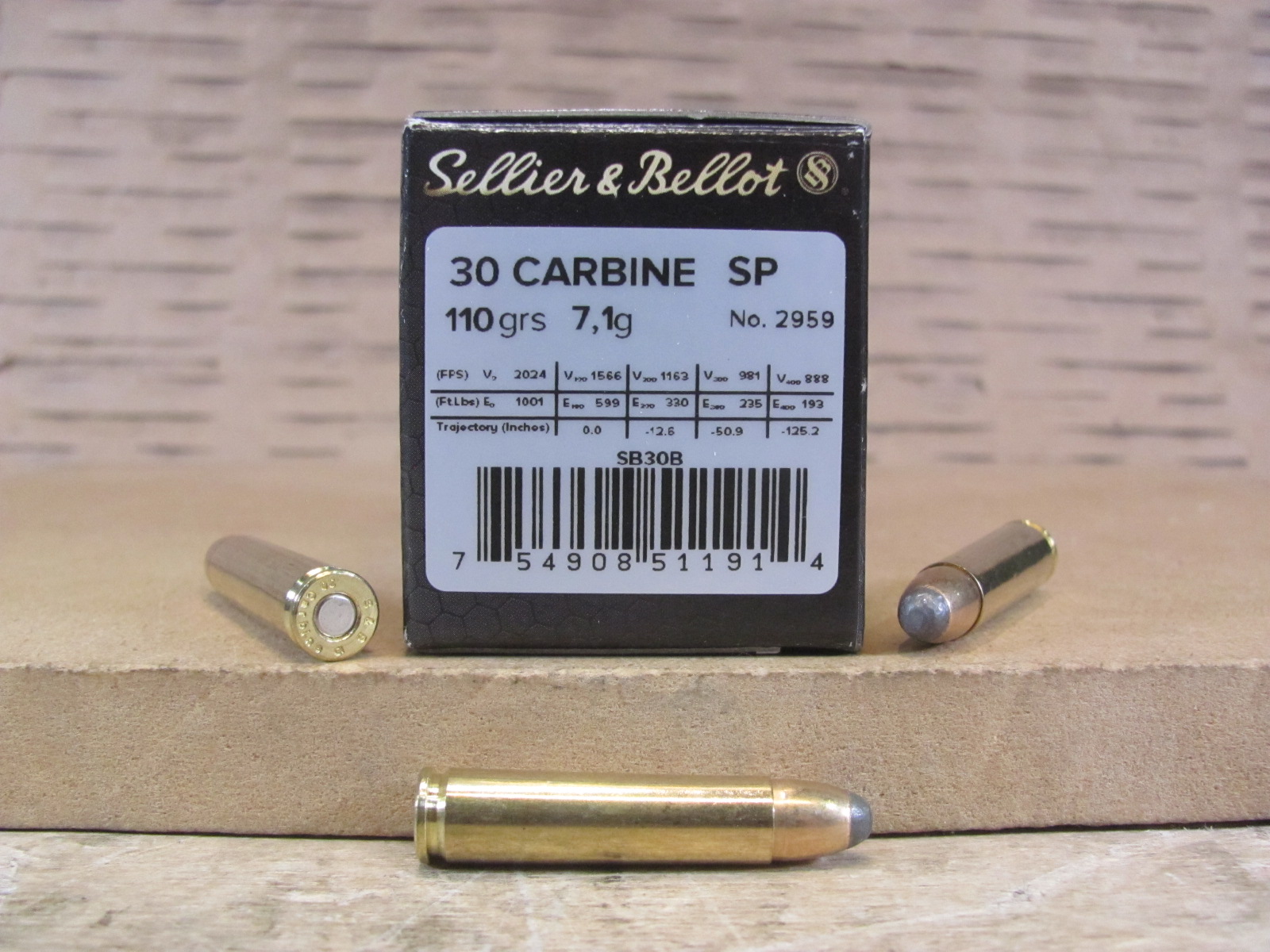 1000 Round Case – 30 Carbine 110 Grain Soft Point Sellier Bellot Ammo – SB30B