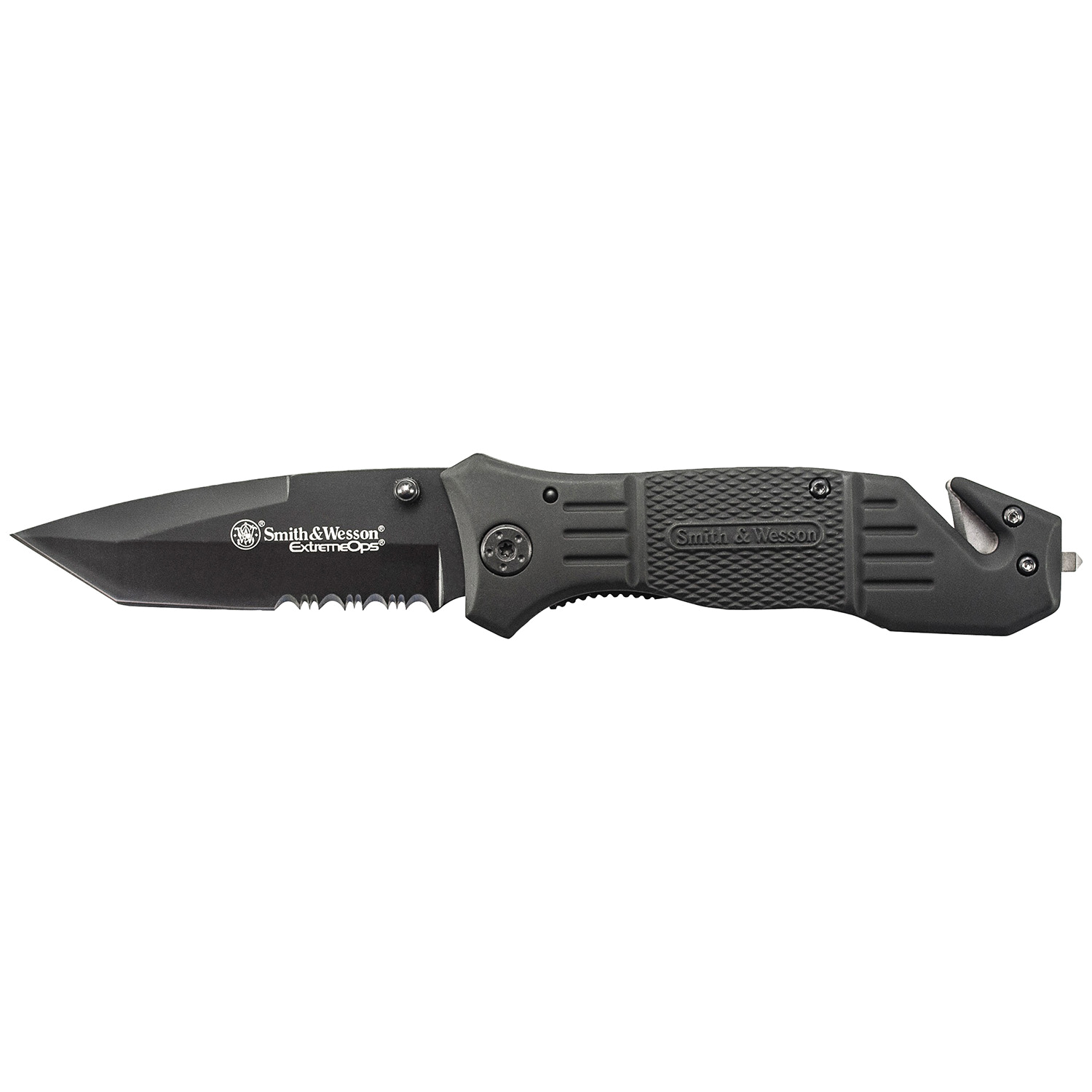 Smith & Wesson Extreme Ops Folding Tanto Knife Serrated, Black - SWFR2SCP