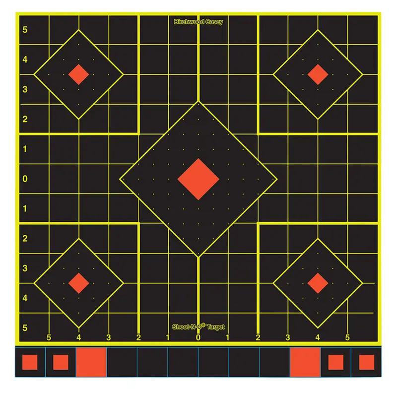Birchwood Casey 34211 Shoot-N-C Sight-In Self-Adhesive Paper Black/Yellow/Red 12" 5-Diamond 100 Pack